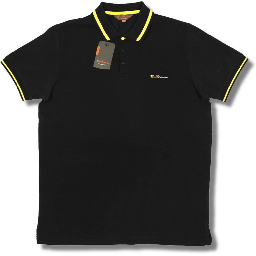 Yellow 3XL//Classic Ben Sherman Mod Pique Block Tipped S/S Polo Shirt